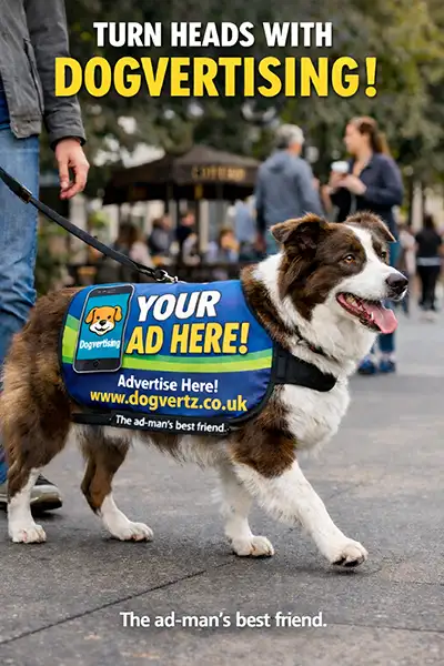 Dogvertz advertising vest on dog